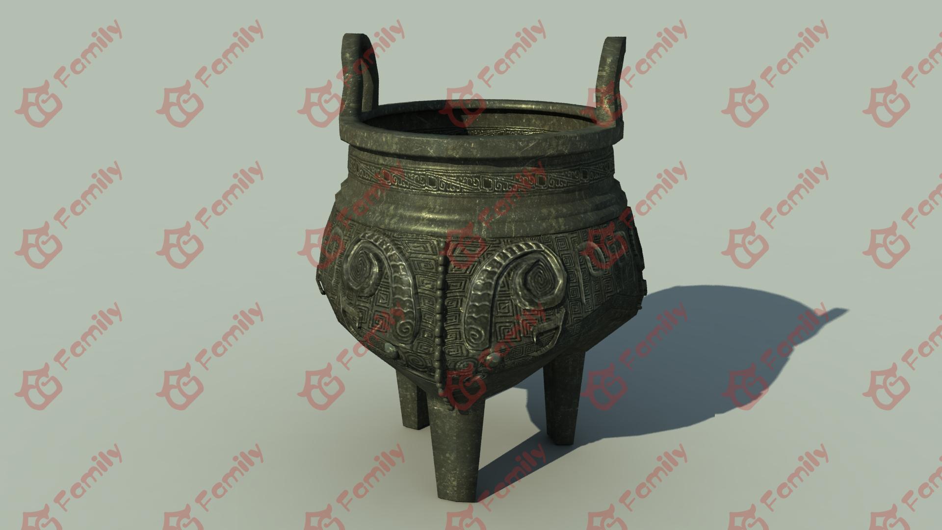 三羊纹铜鬲_三羊鬲_鼎_古董_3d模型网